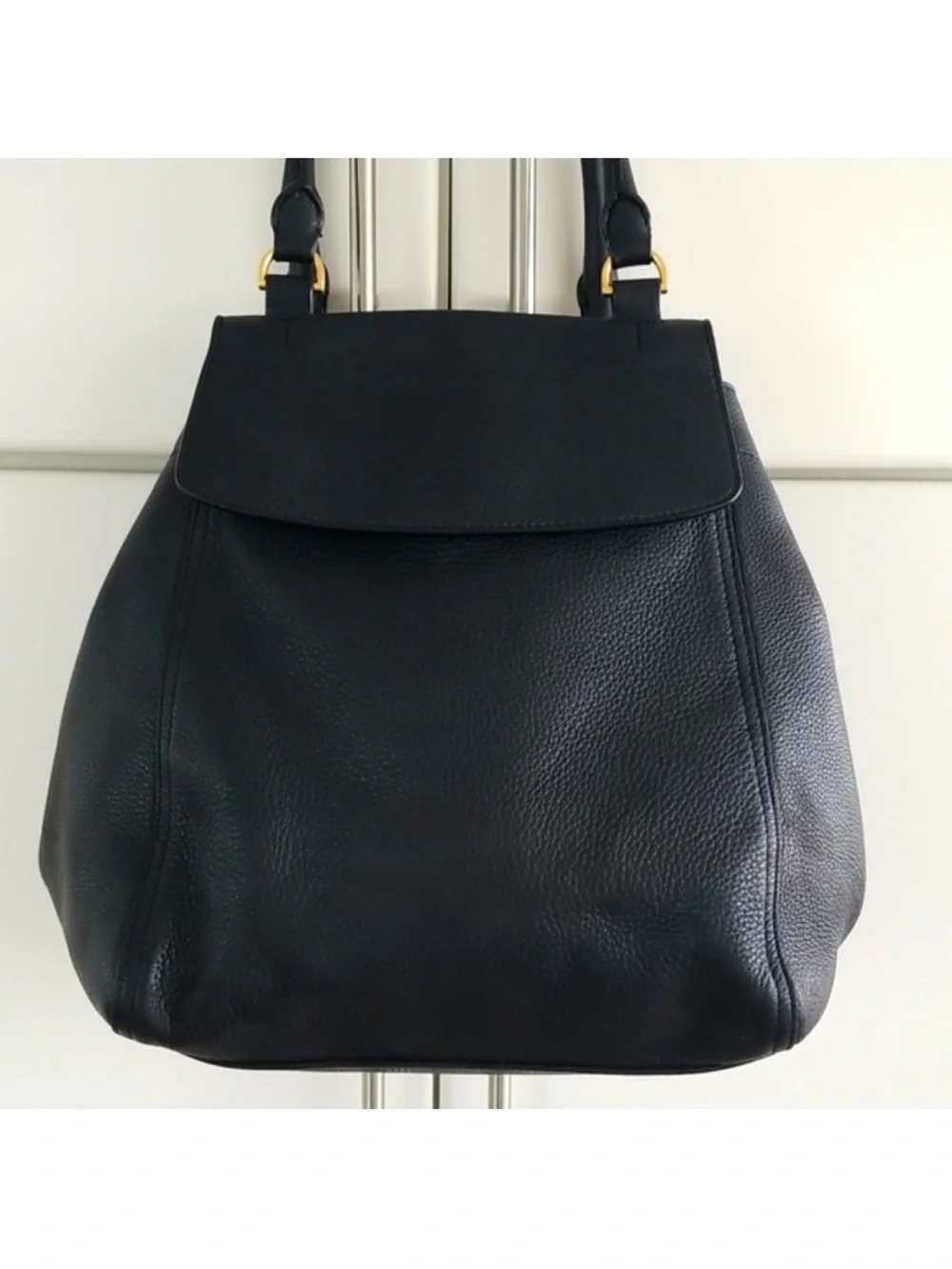 Tory Burch Black half moon Leather satchel tote Bag with Gold Hardware Brand New
